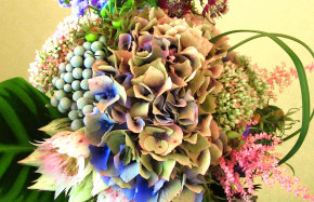 Antique hydrangea with protea, brunea and astillbe