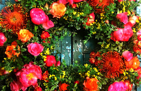 Full Floral Wreath with Roses, Peonies, Pincushion and other flowers