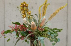 Banksia, eremurus with various orchids